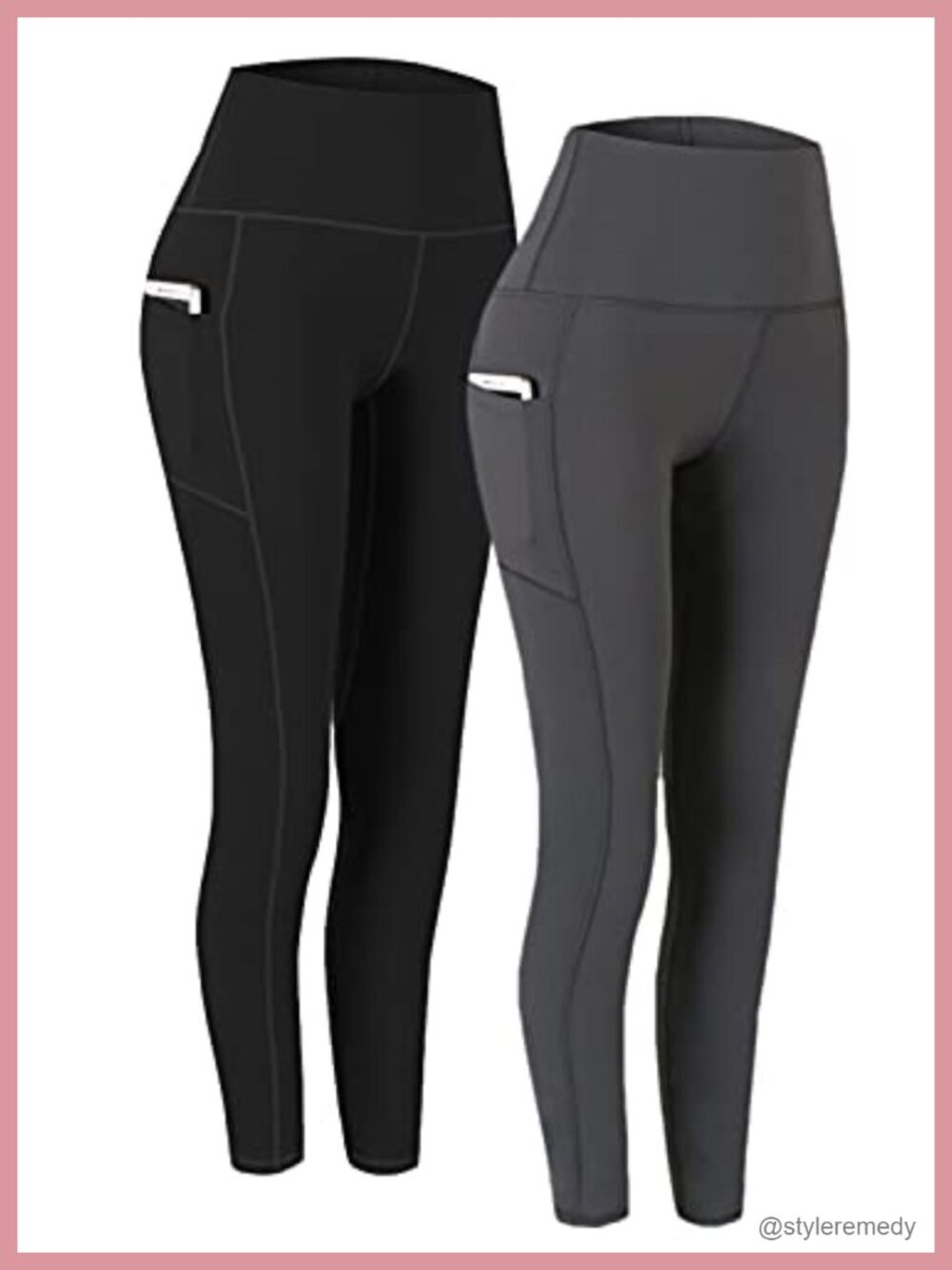 High Waist Yoga Pants with Pockets Workout Leggings Women Capri 2 Pack